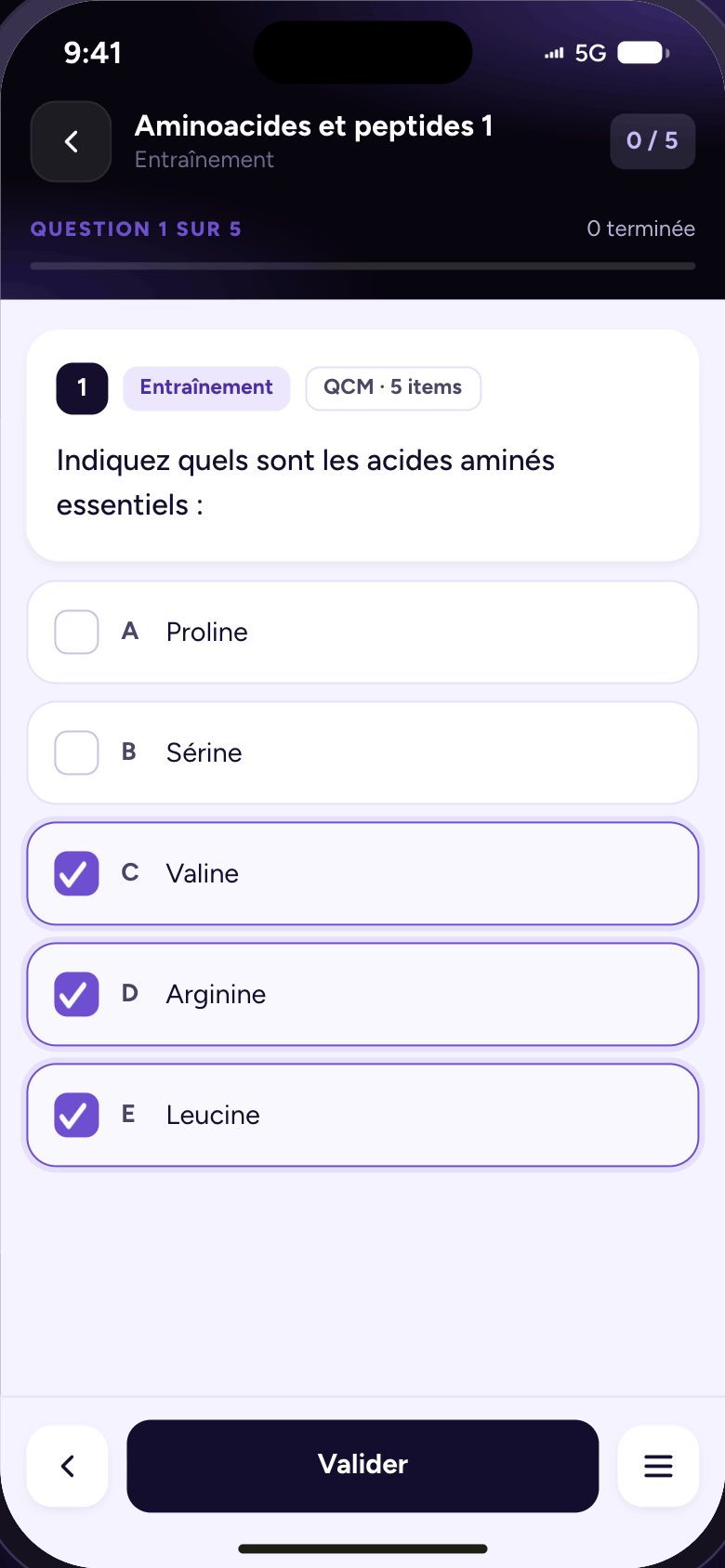 Application Medibox Lab — série de QCM