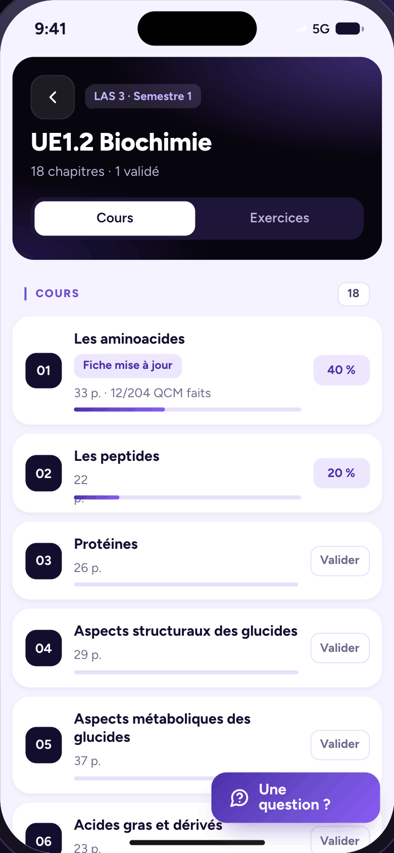 Application Medibox Lab — chapitres